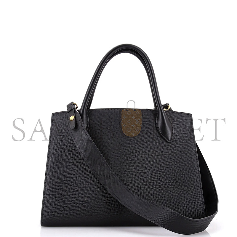 PRADA MONOCHROME TOTE SAFFIANO WITH CITY CALF MEDIUM 1BA155 (33*24.5*15cm) 